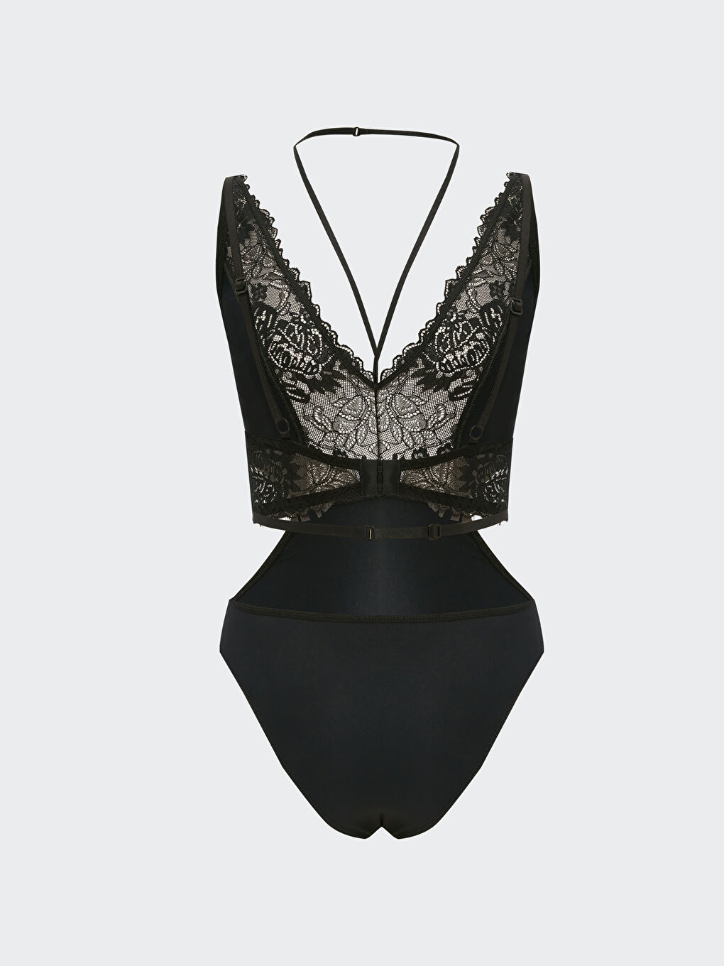 LCW DREAM Siyah V Yaka Dantelli Bodysuit - 1