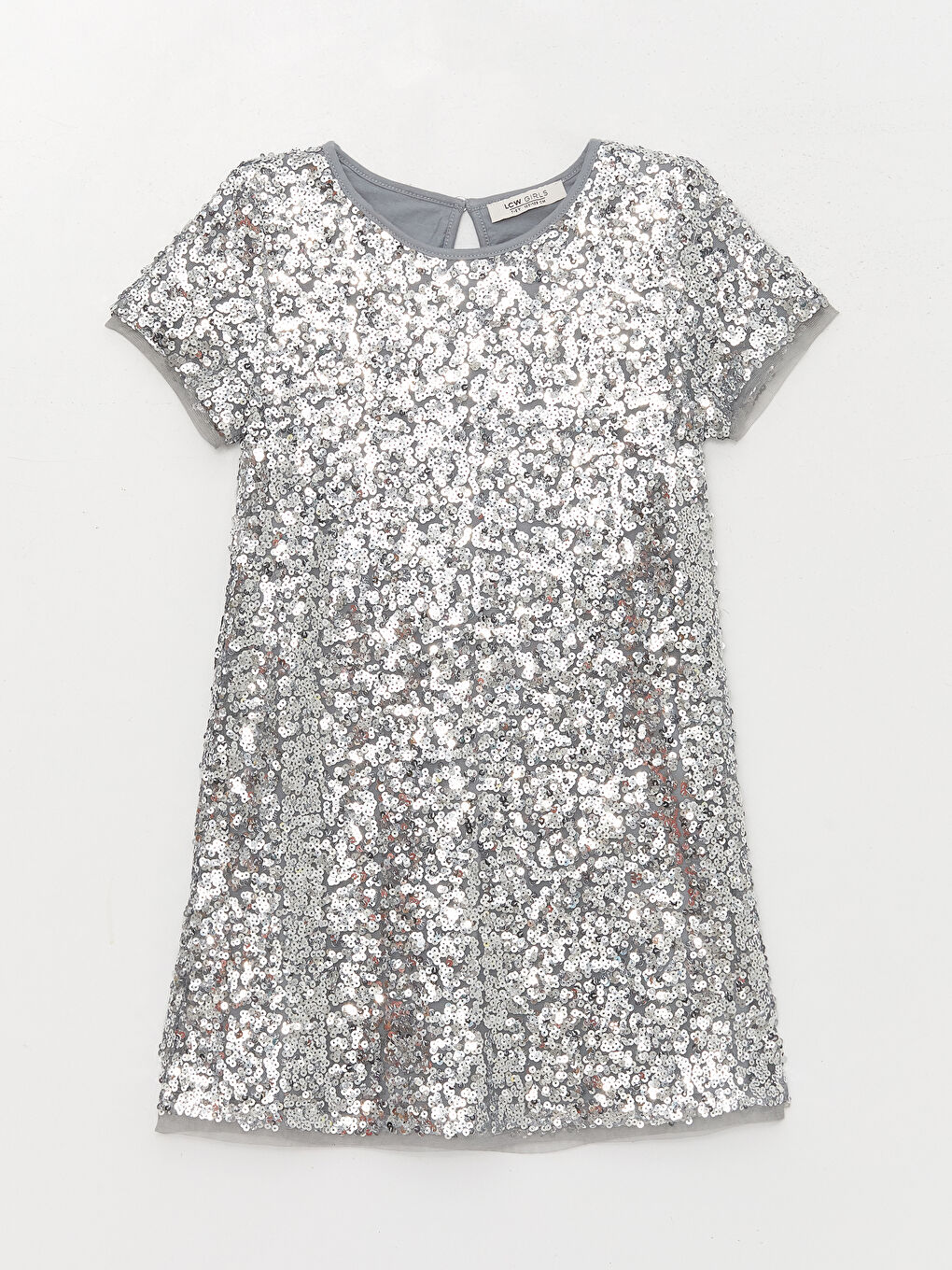 Crew Neck Sequin Embroidered Girls' Dress