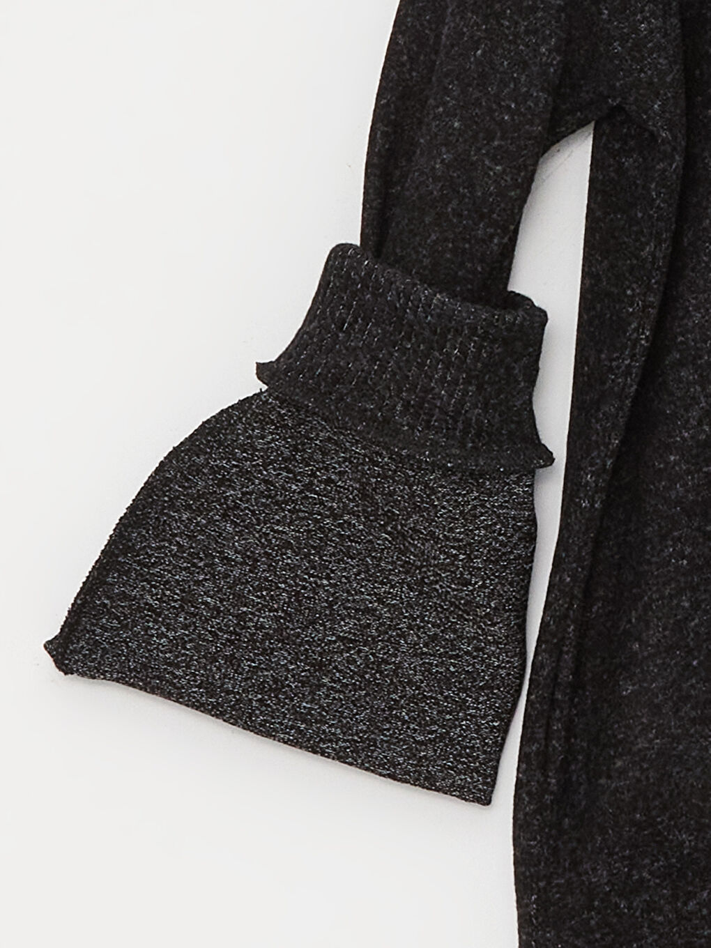 Siyah Düz Uzun Kollu Kadın Hoodie-7