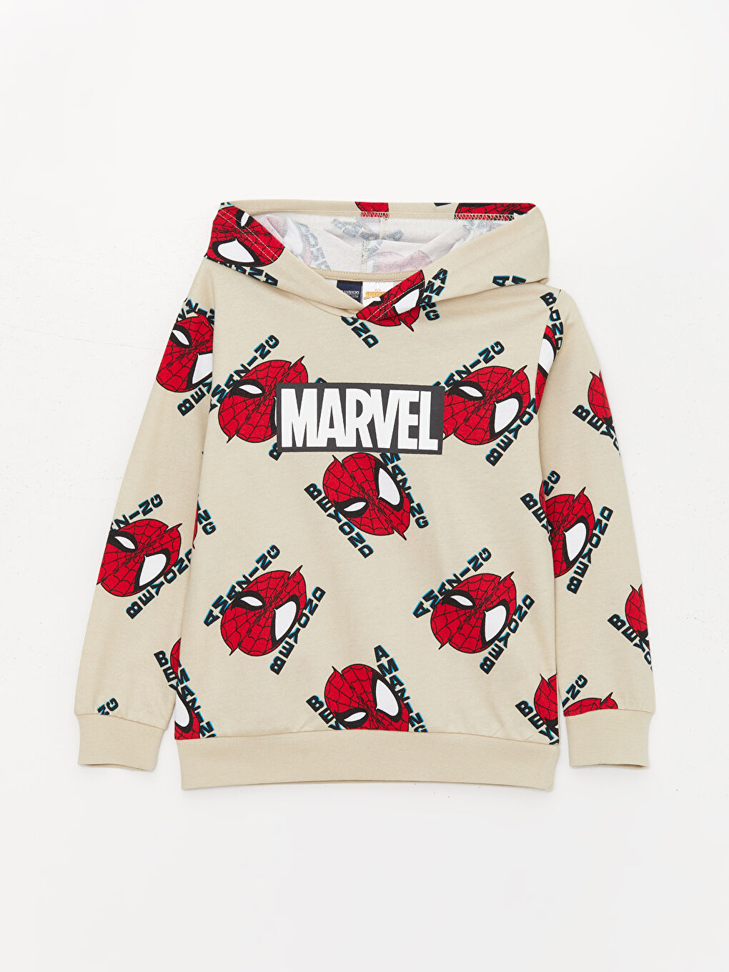 LCW Kids Bej Spiderman Baskılı Erkek Çocuk Hoodie ve Eşofman Altı - 1