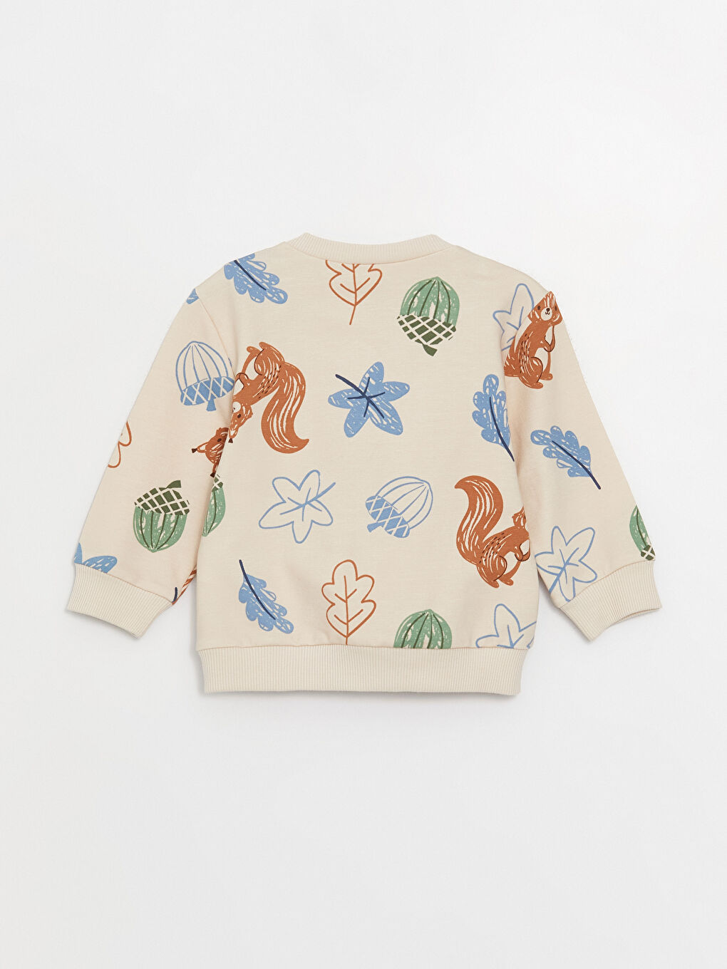 Bej Bisiklet Yaka Uzun Kollu Baskılı Erkek Bebek Sweatshirt ve Pantolon 2'li Takım-4