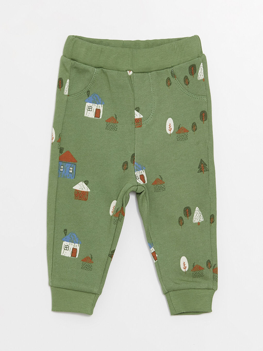 Yeşil Bisiklet Yaka Uzun Kollu Baskılı Erkek Bebek Sweatshirt ve Eşofman Alt 2'li Takım-3