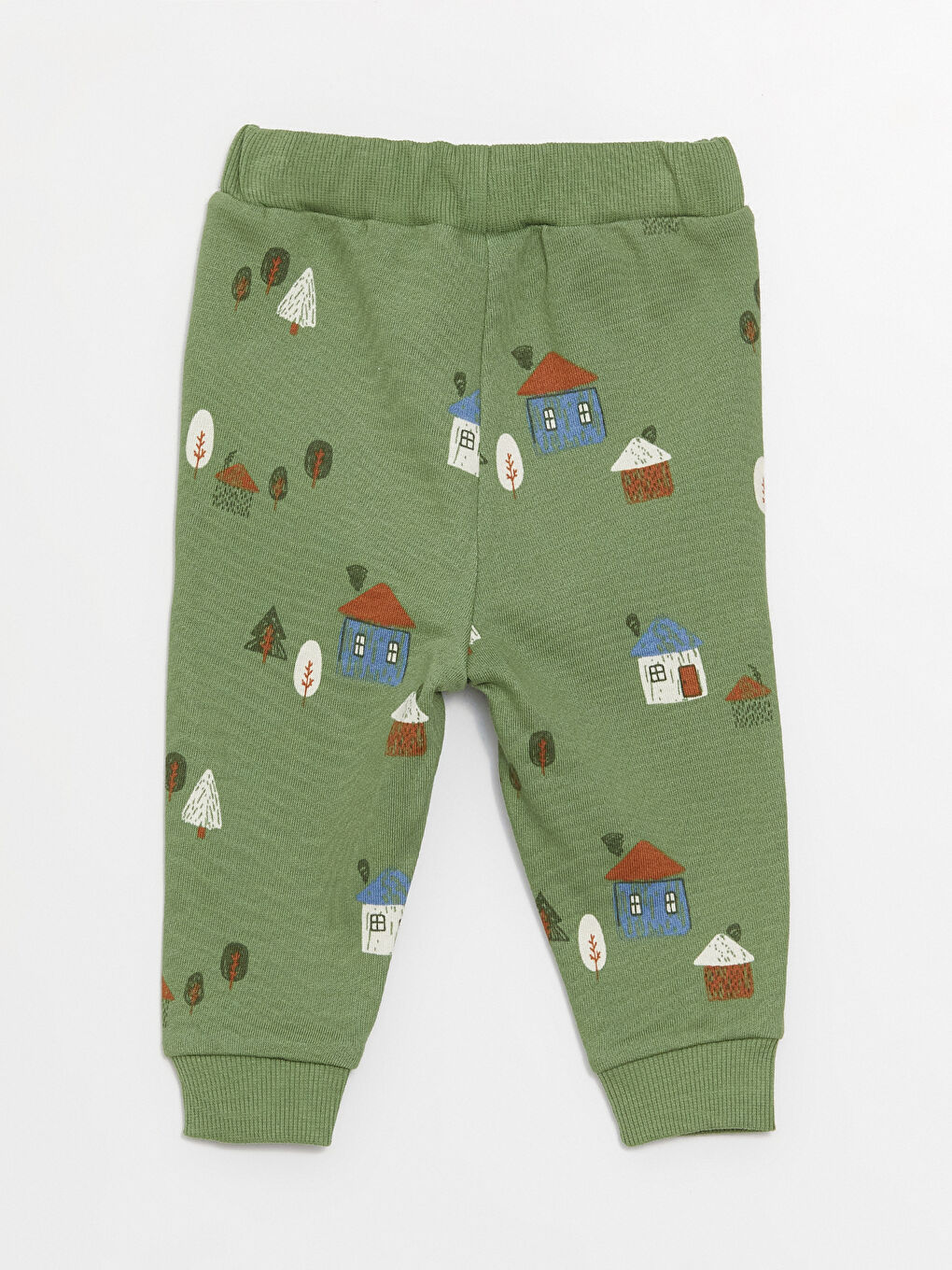 Yeşil Bisiklet Yaka Uzun Kollu Baskılı Erkek Bebek Sweatshirt ve Eşofman Alt 2'li Takım-4