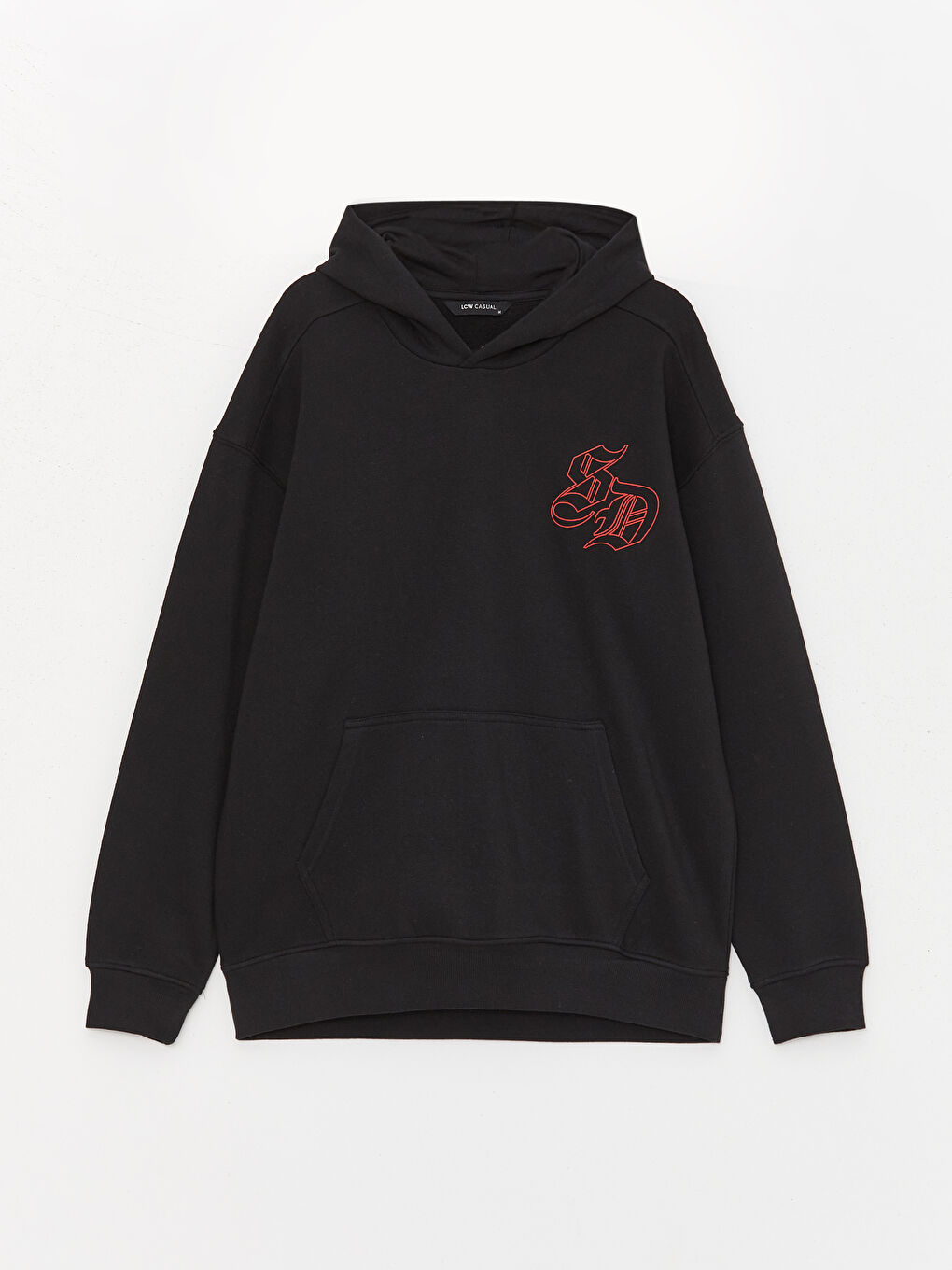 LCW Casual Siyah Uzun Kollu Baskılı Erkek Kalın Hoodie - 5