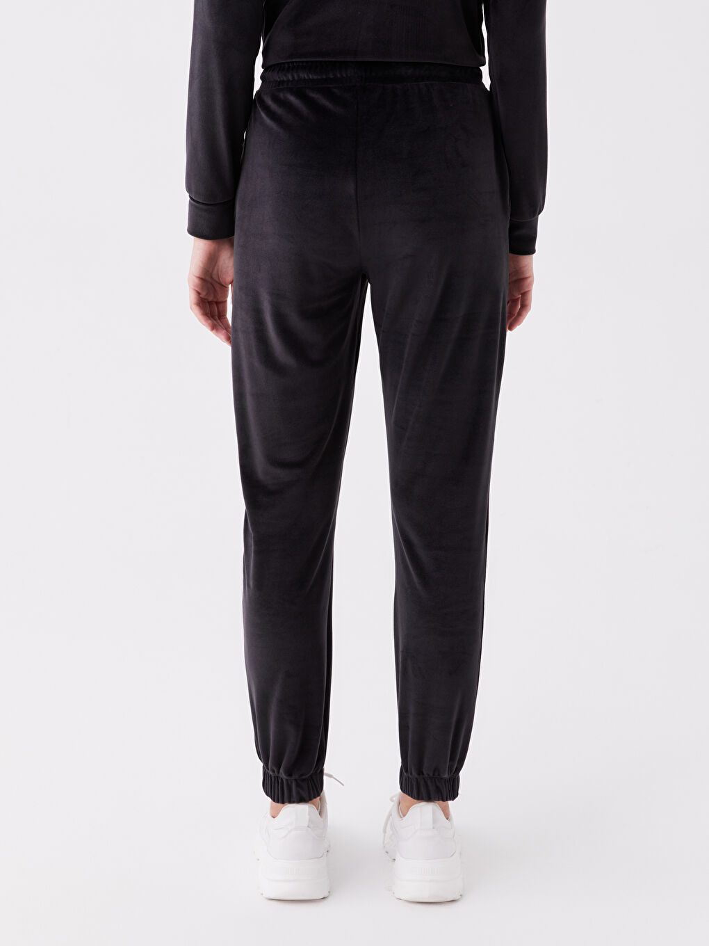 ელასტიური წელი უბრალო ხავერდი ქალებისთვის სპორტული შარვალი-2