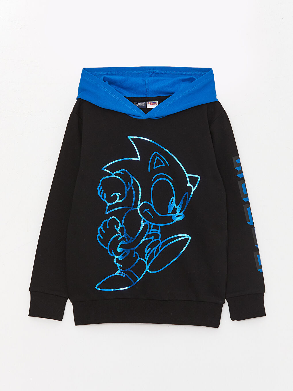 LCW Kids Siyah Sonic Baskılı Uzun Kollu Erkek Çocuk Hoodie