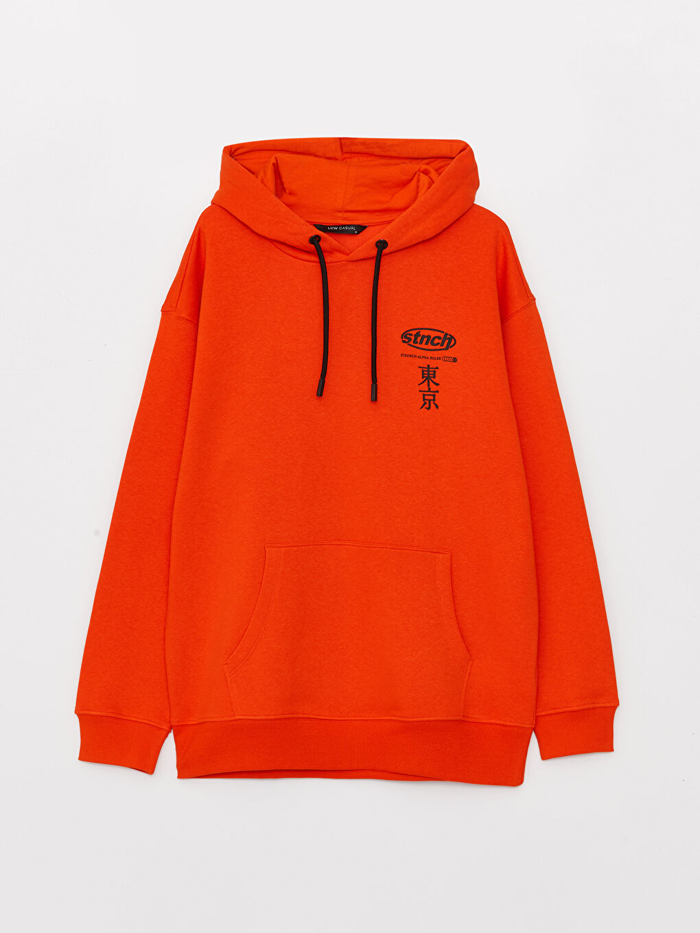 LCW Casual Canlı Turuncu Uzun Kollu Baskılı Erkek Hoodie - 5