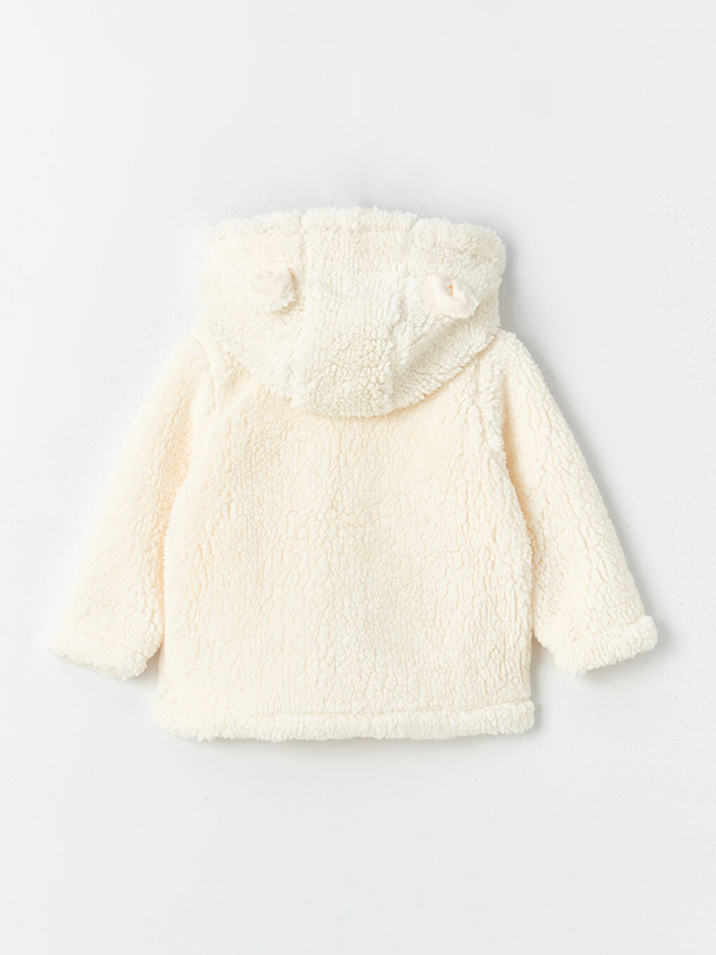 Ekru Kapüşonlu Uzun Kollu Kız Bebek Mont-2