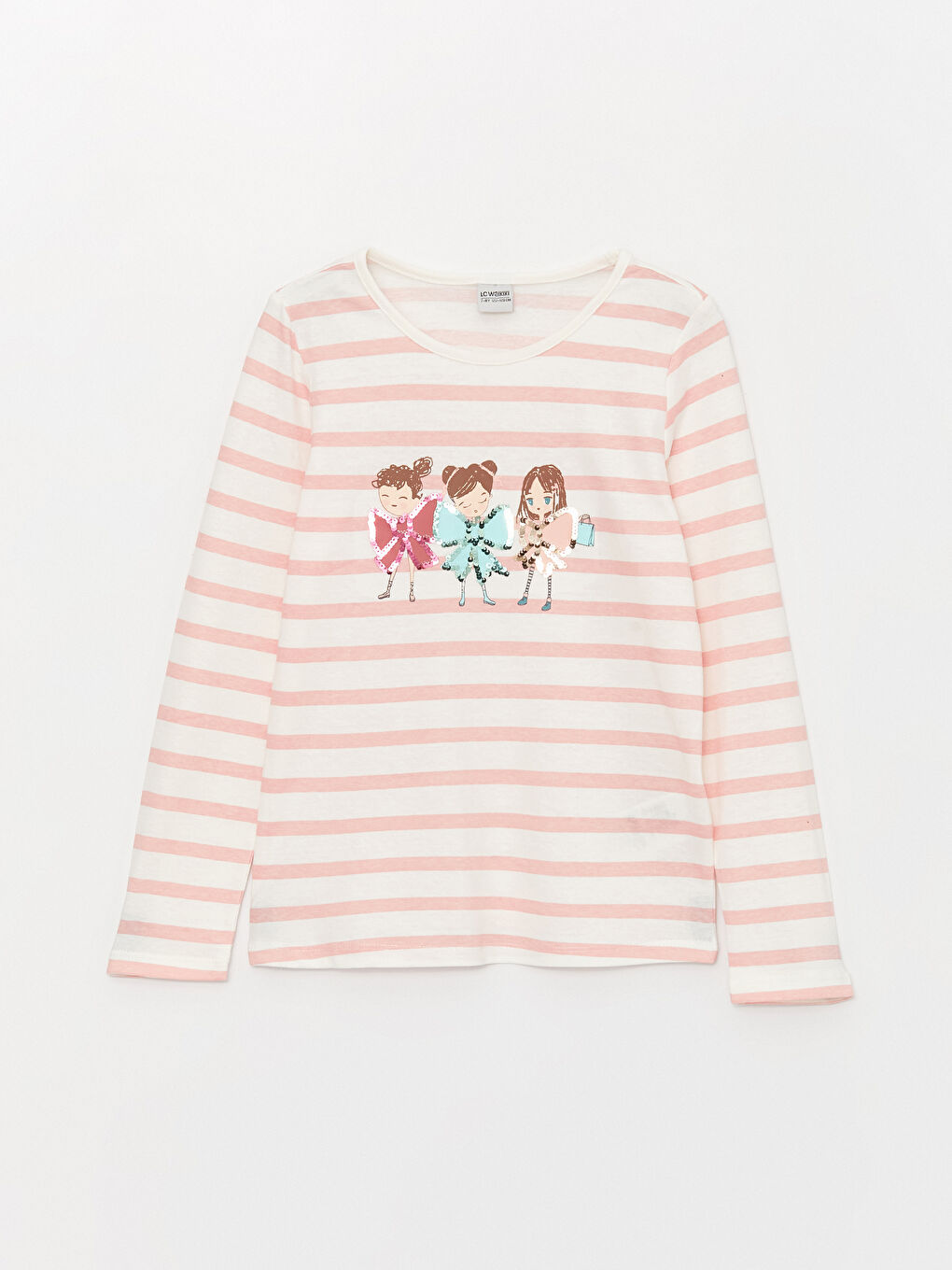 LCW Kids Rundhalsausschnitt Bedrucktes Langarm T-Shirt für Mädchen -W39222Z4-SZ5