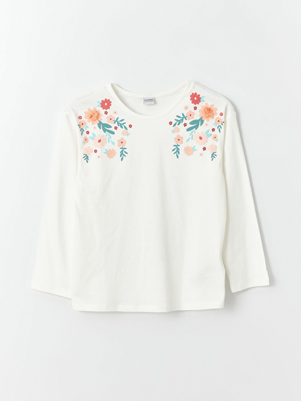 Футболка с круглым вырезом, с принтом, с длинным рукавом, для девочек