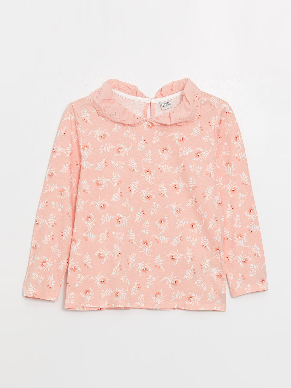 Футболка для дівчаток з довгим рукавом та дитячим комірцем