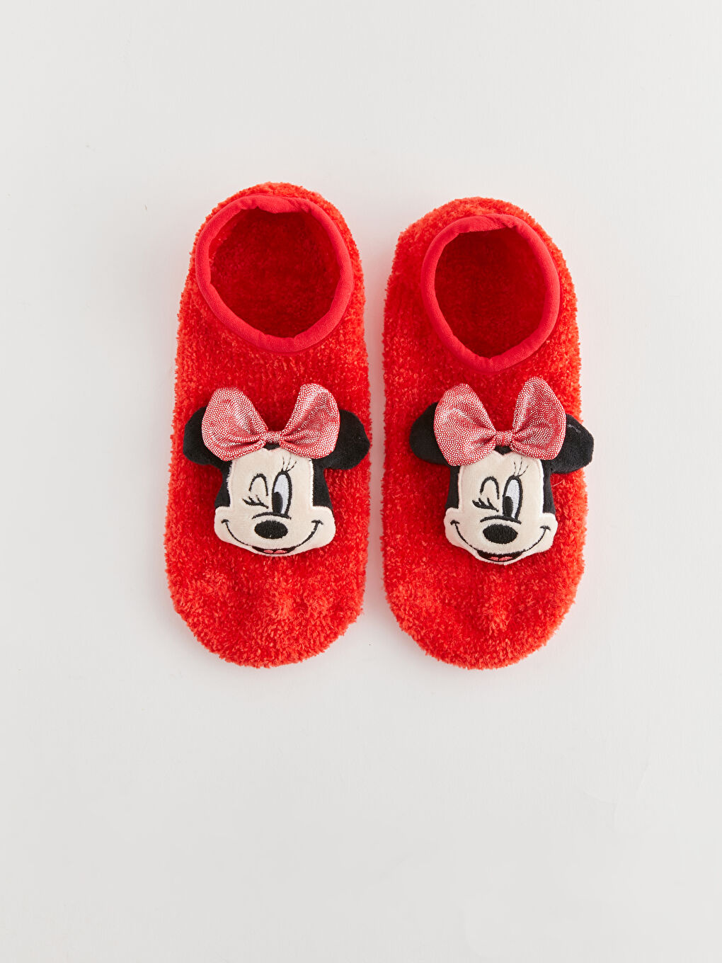 LCW Kids Kırmızı Minnie Mouse Desenli Kız Çocuk Ev Çorabı - 1