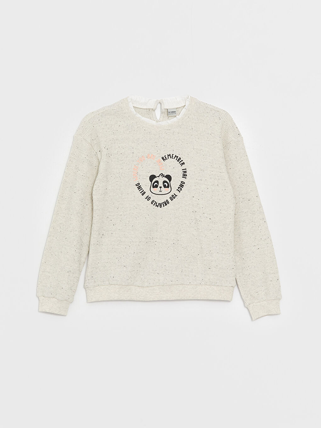 LCW Kids Ekru Nopeli Bisiklet Yaka Baskılı Uzun Kollu Kız Çocuk Sweatshirt - 2