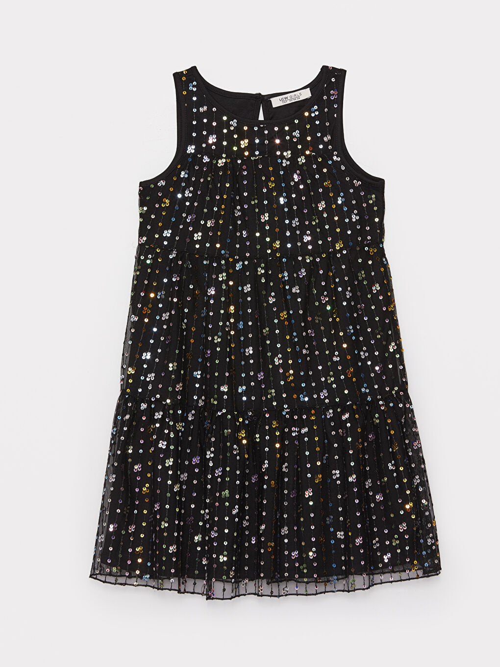 LCW Kids Crew Neck Sequin Embroidered Girls' Dress -W39280Z4-CVL