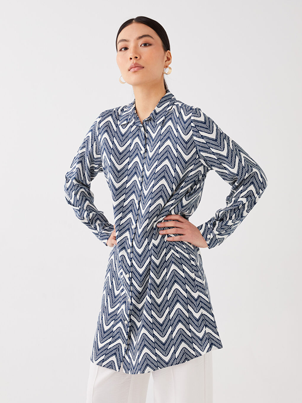 Patterned Women's Shirt Tunic-1