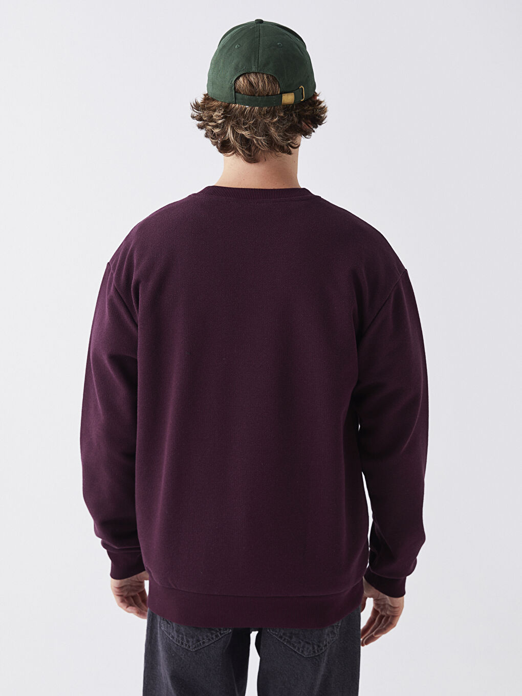 LCW Casual Bordo Bisiklet Yaka Uzun Kollu Baskılı Erkek Kalın Sweatshirt - 4