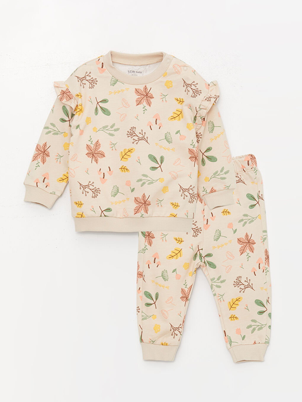 LC Waikiki Okrugli izrez Dugi rukav Komplet dukserica i donji deo trenerke za Bebe devojčice 2-pakovanja -W39334Z1-LQB