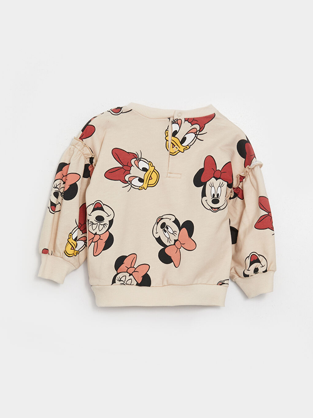 LCW baby Bej Bisiklet Yaka Uzun Kollu Minnie Mouse Baskılı Kız Bebek Sweatshirt ve Tayt 2'li Takım - 2