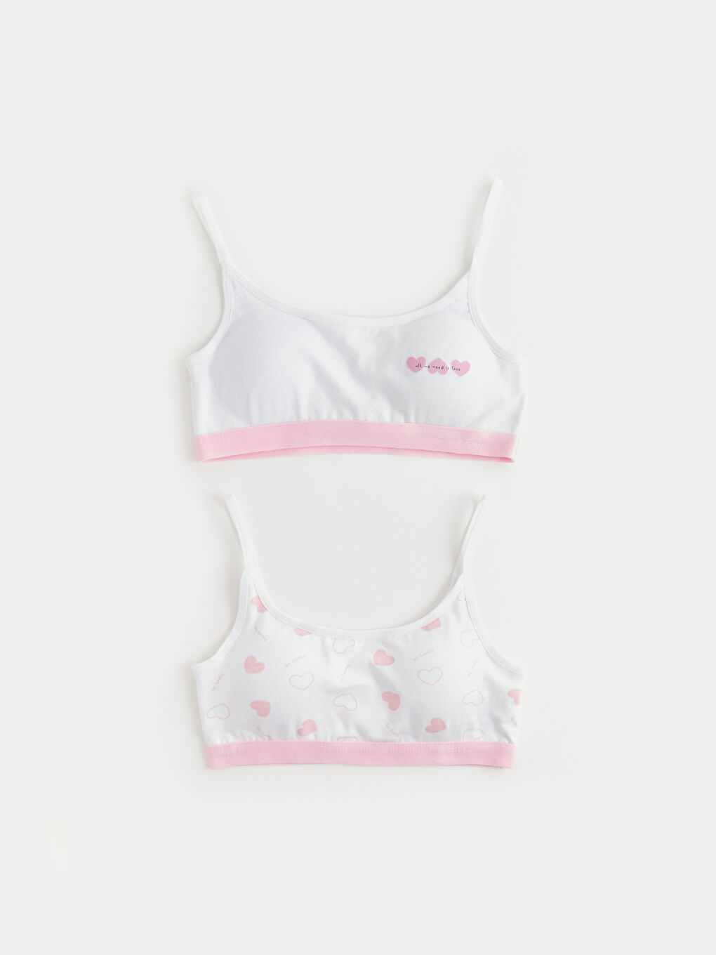 Beyaz Baskılı Pamuklu Kız Çocuk Büstiyer 2'li