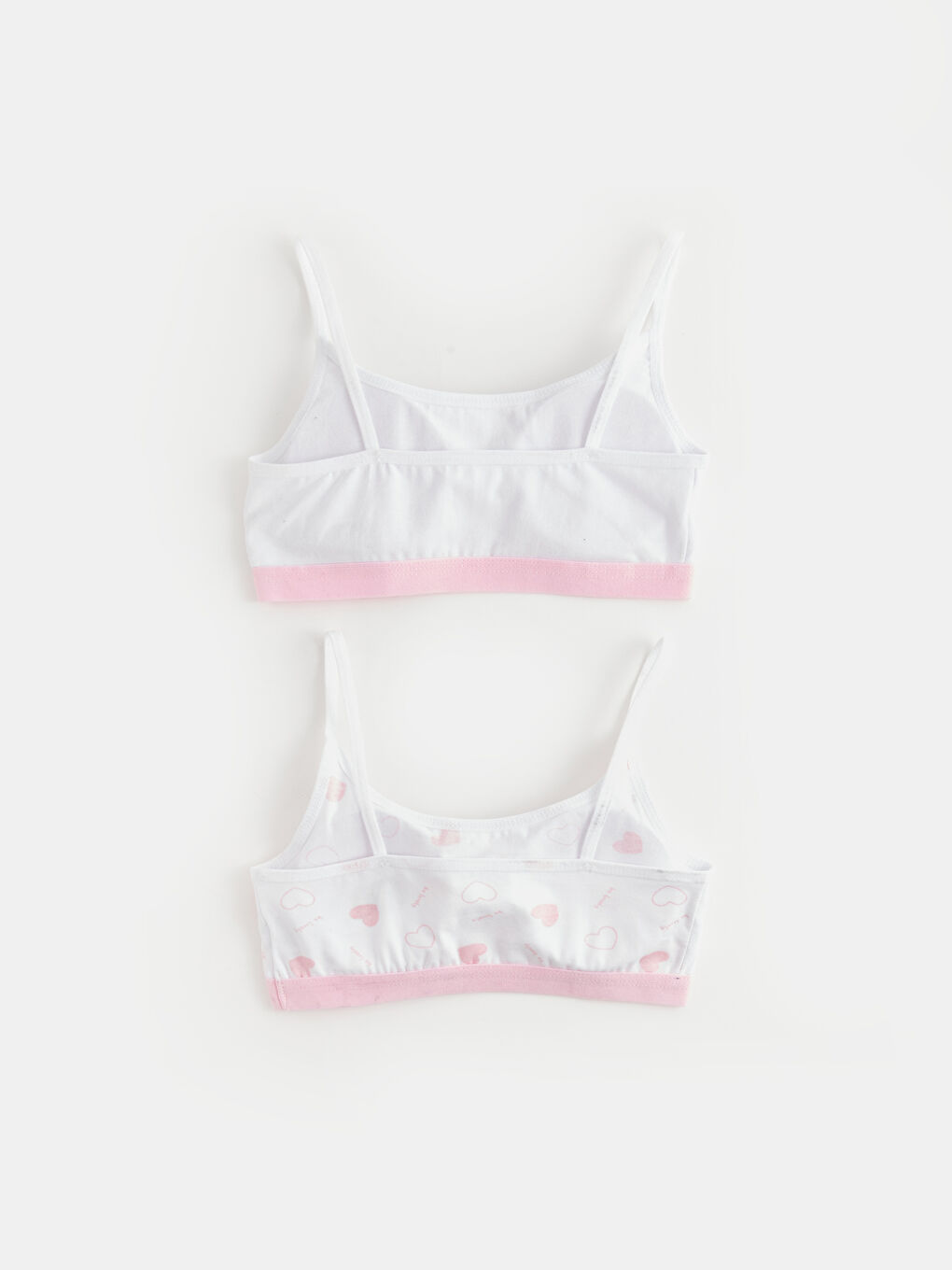 Beyaz Baskılı Pamuklu Kız Çocuk Büstiyer 2'li-1