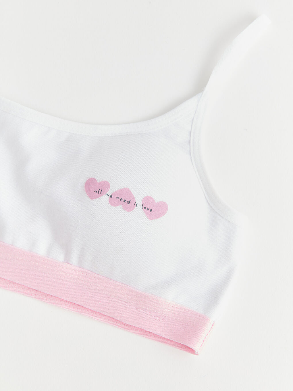 Beyaz Baskılı Pamuklu Kız Çocuk Büstiyer 2'li-3