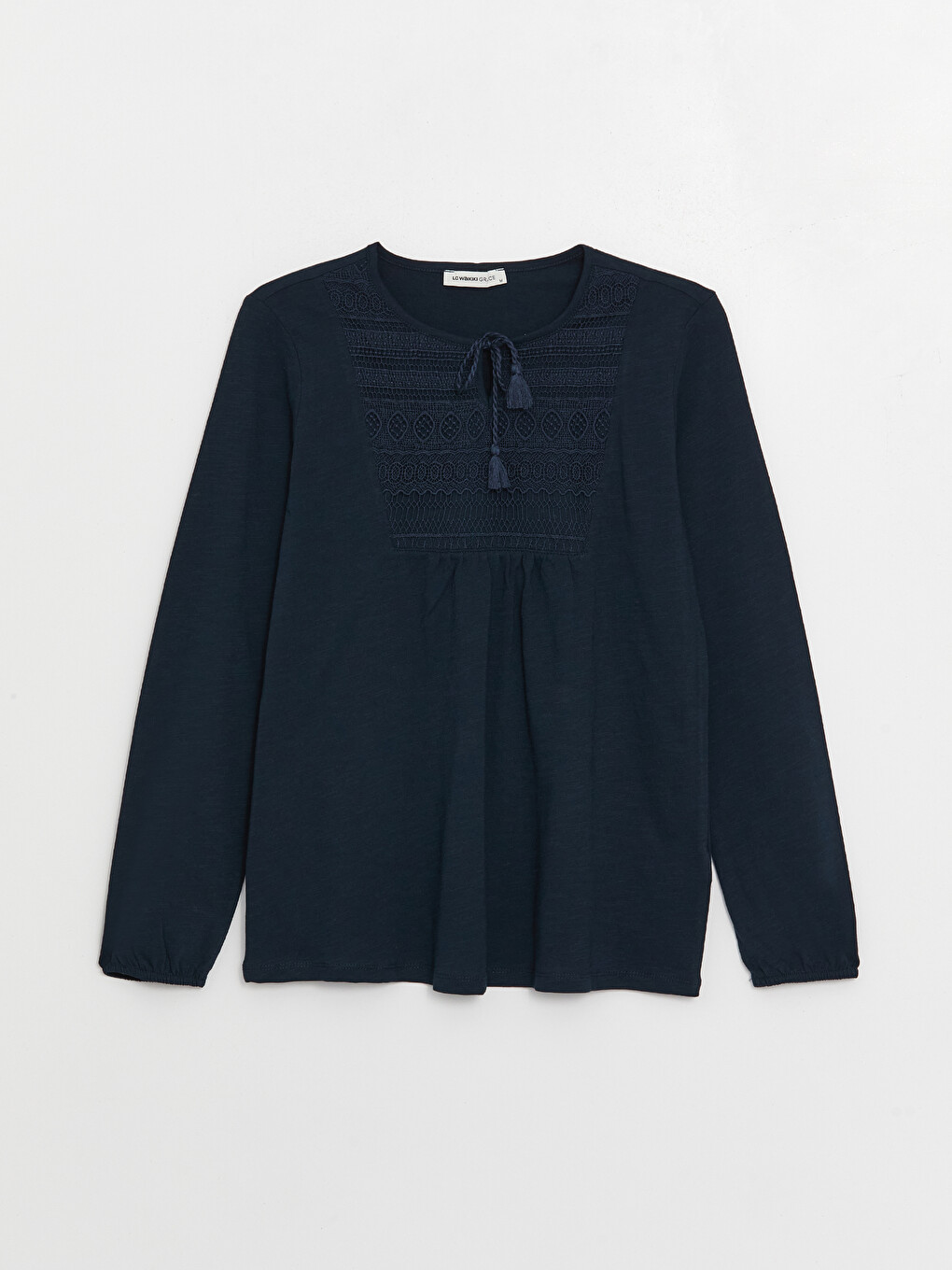 Tie Neck Embroidered Blouse
