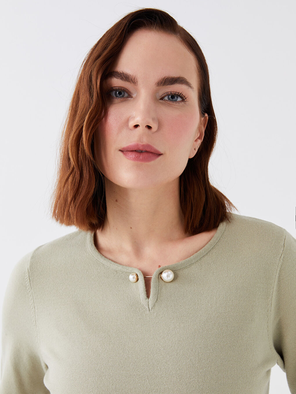 LCW Grace Crew Neck Plain Long Sleeve Women's Knitwear Sweater -W39485Z8-G2U