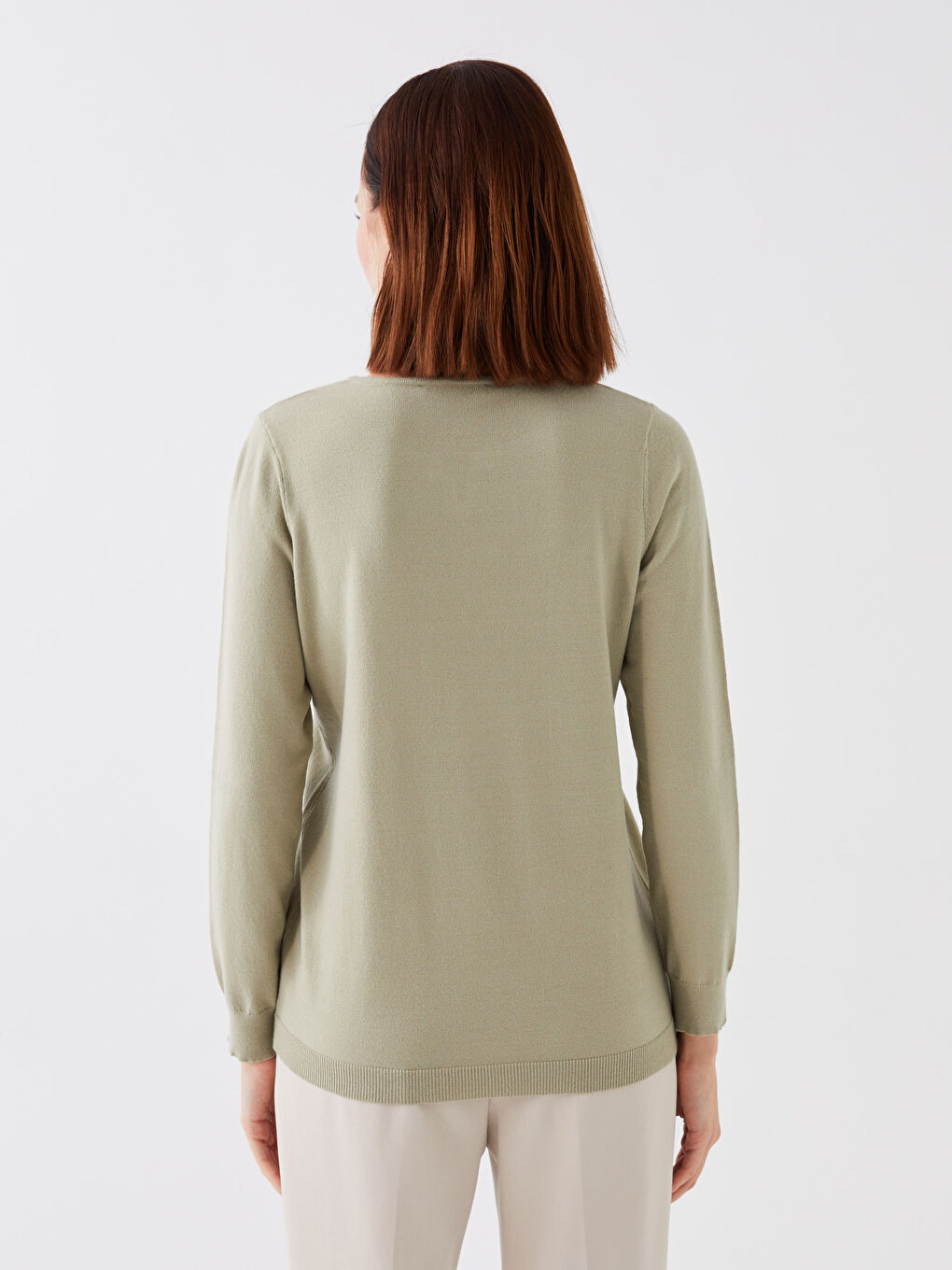 LCW Grace Crew Neck Plain Long Sleeve Women's Knitwear Sweater -W39485Z8-G2U