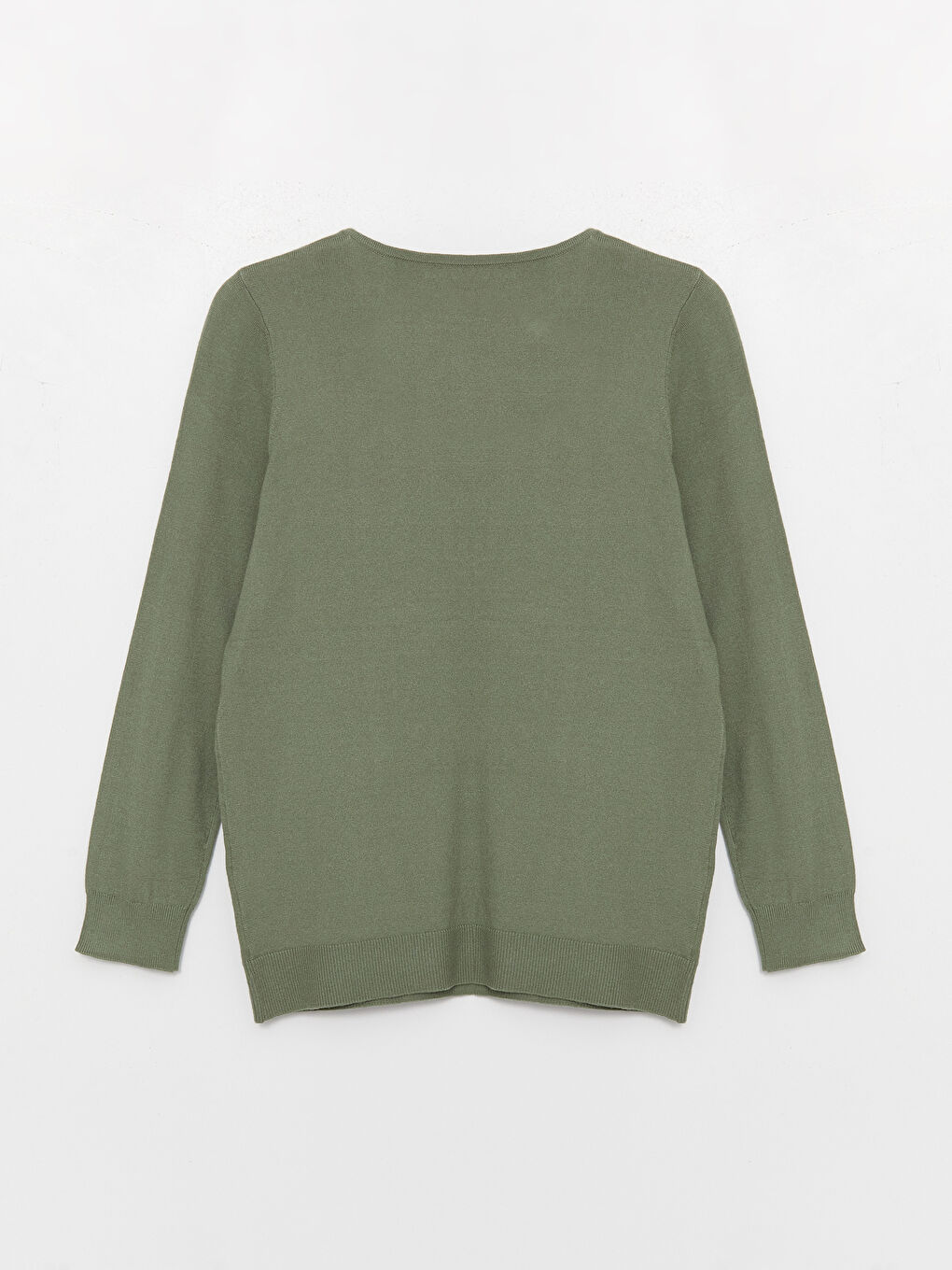 LCW Grace Crew Neck Plain Long Sleeve Women's Knitwear Sweater -W39485Z8-GN2