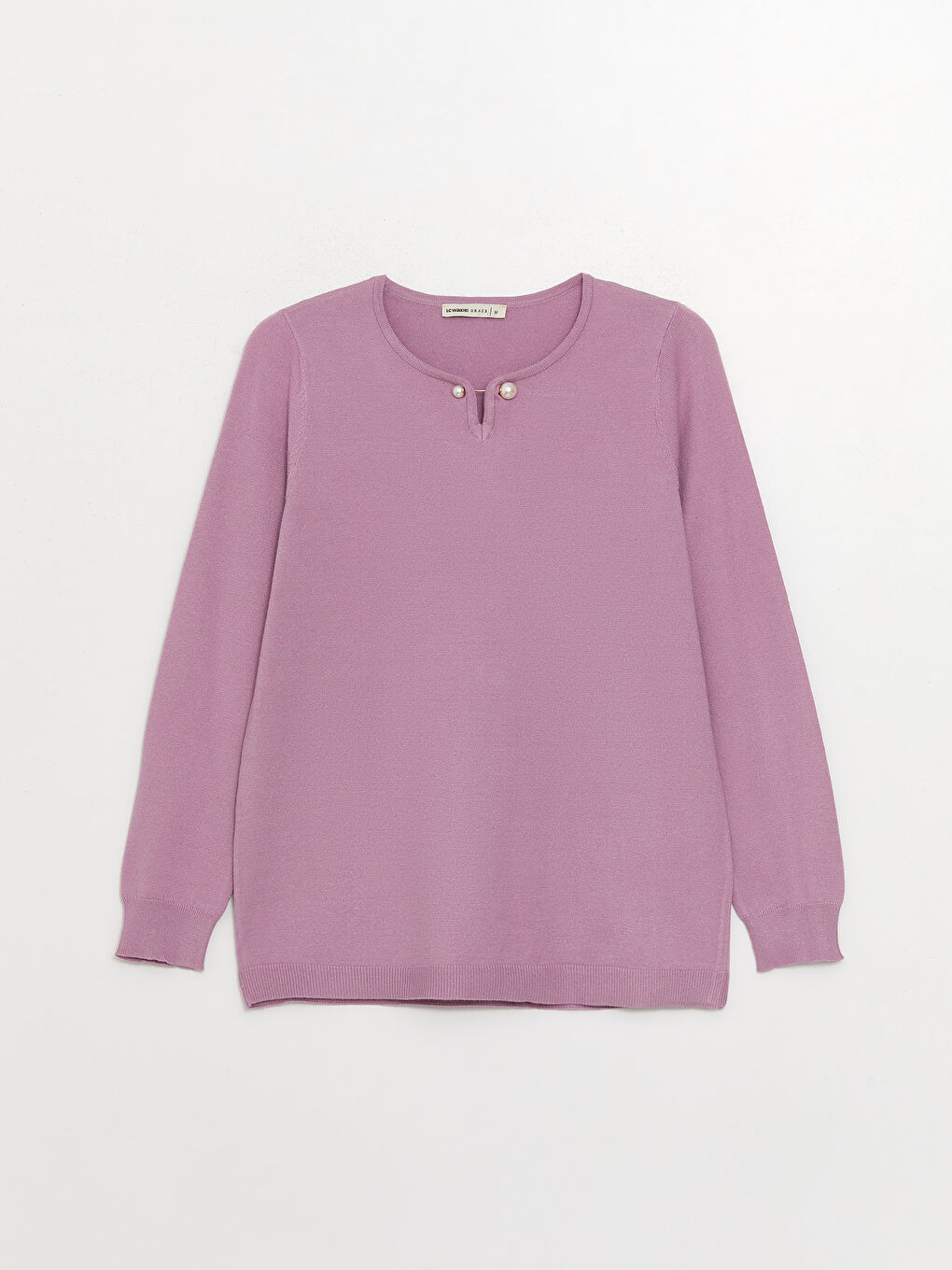 Crew Neck Plain Long Sleeve Women's Knitwear Sweater -W39485Z8-GTM