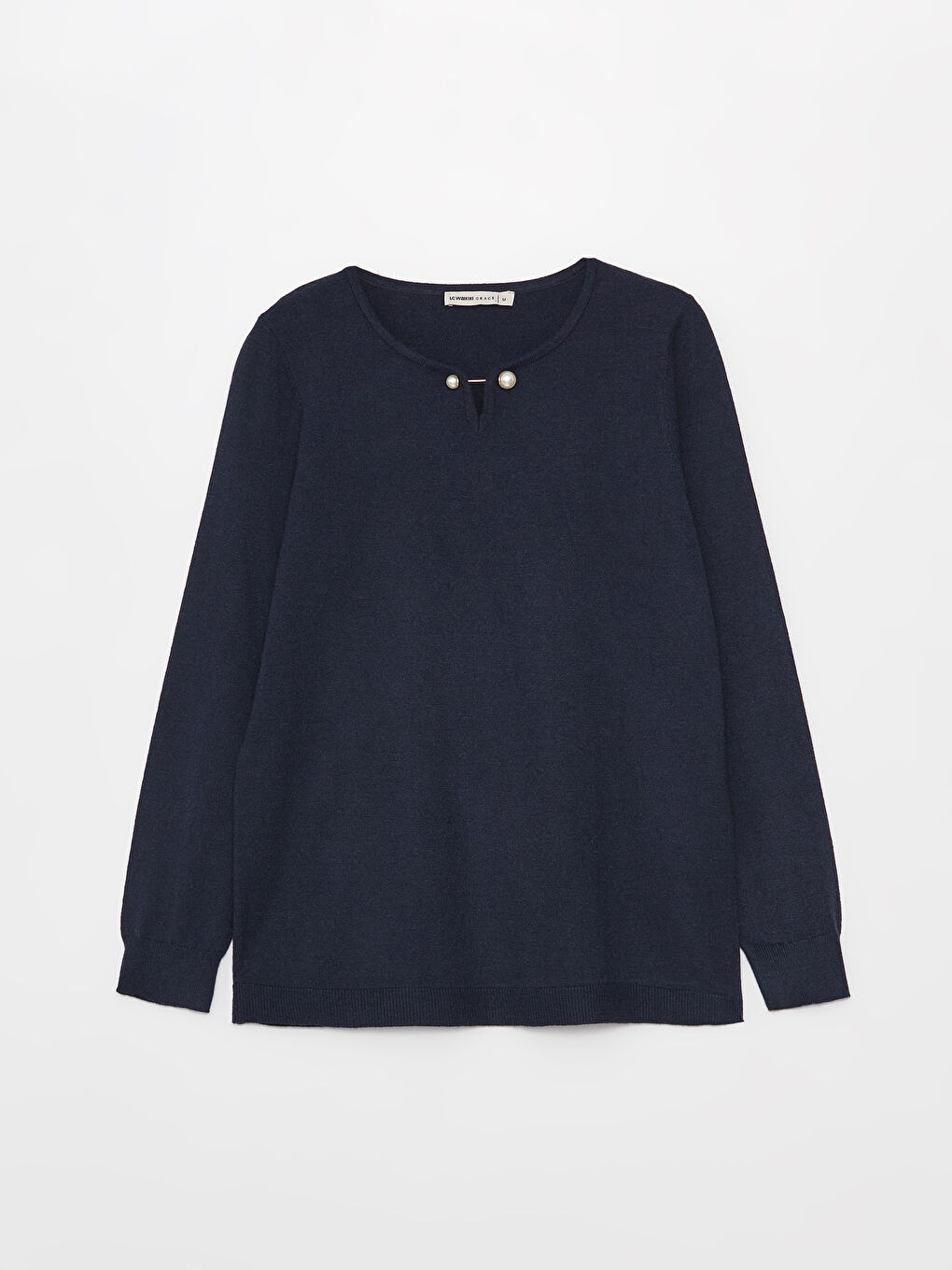 سترة تريكو سادة بياقة دائرية وأكمام طويلة للسيدات-5