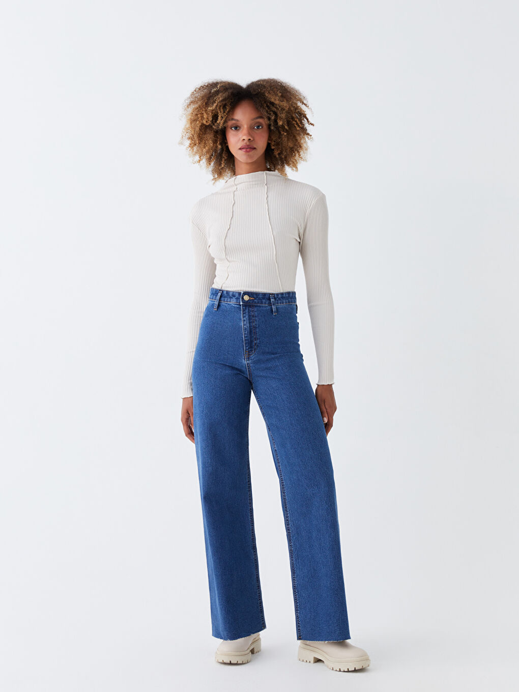 LCW Jeans Yüksek Bel Wideleg Kadın Jean Pantolon -W39510Z8-507
