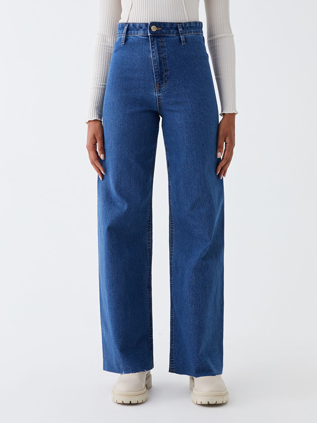 LCW Jeans Yüksek Bel Wideleg Kadın Jean Pantolon -W39510Z8-507