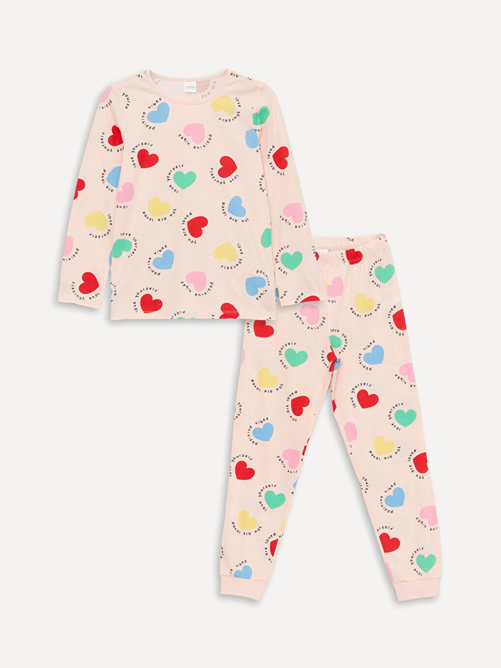 Crew Neck Printed Long Sleeve Girls' Pyjama Set