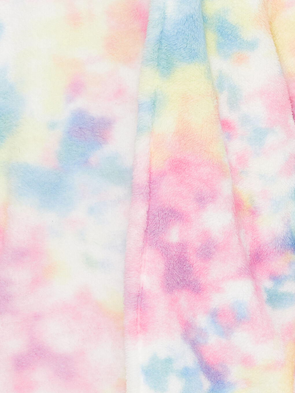 Beyaz Kapüşonlu Desenli Uzun Kollu Pelüş Kız Çocuk Sabahlık-3