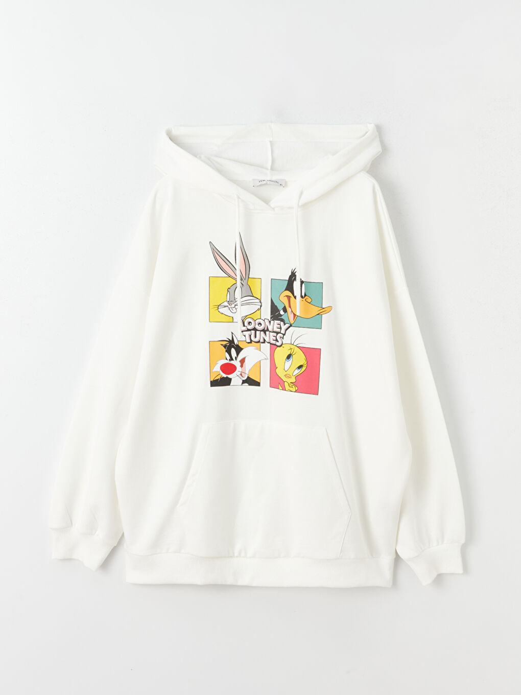 LCW Vision Ekru Bugs Bunny Baskılı Uzun Kollu Oversize Kadın Hoodie - 5