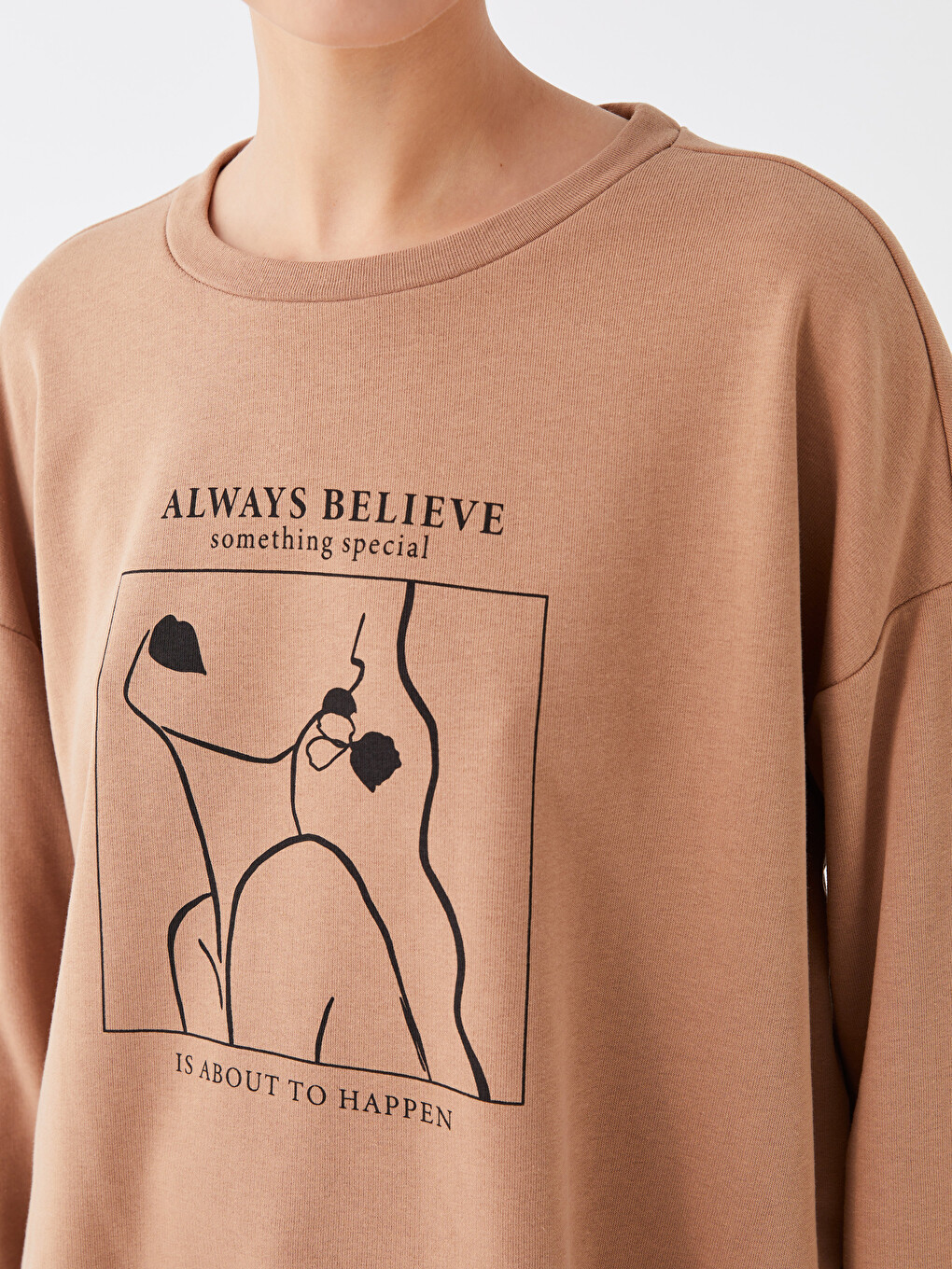 Rundhalsausschnitt Bedruckt Langarm Oversize Damen Sweatshirt-3