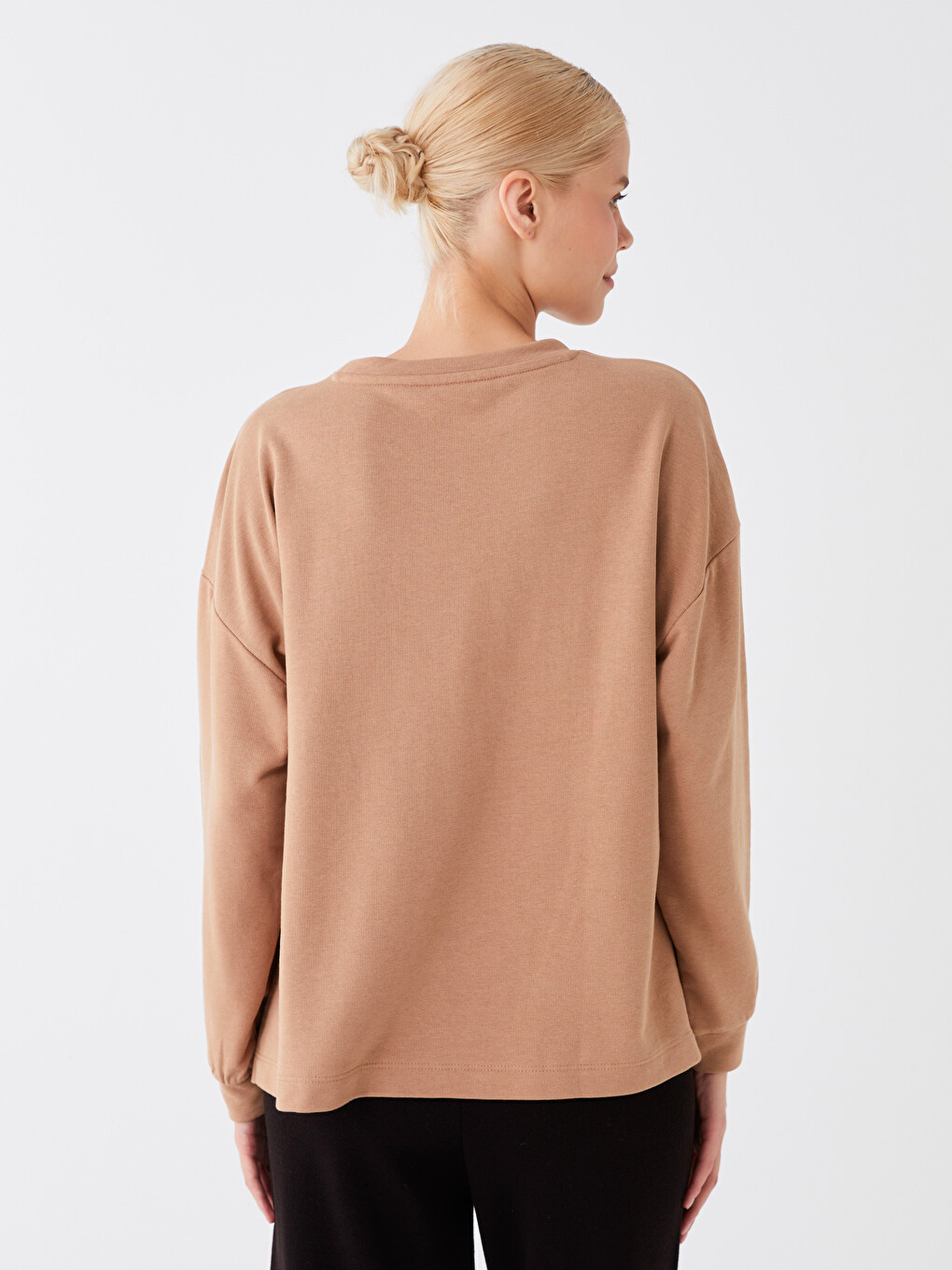 Rundhalsausschnitt Bedruckt Langarm Oversize Damen Sweatshirt-4