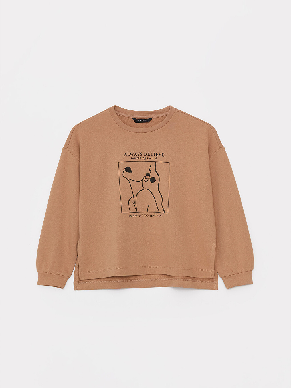 Rundhalsausschnitt Bedruckt Langarm Oversize Damen Sweatshirt-5