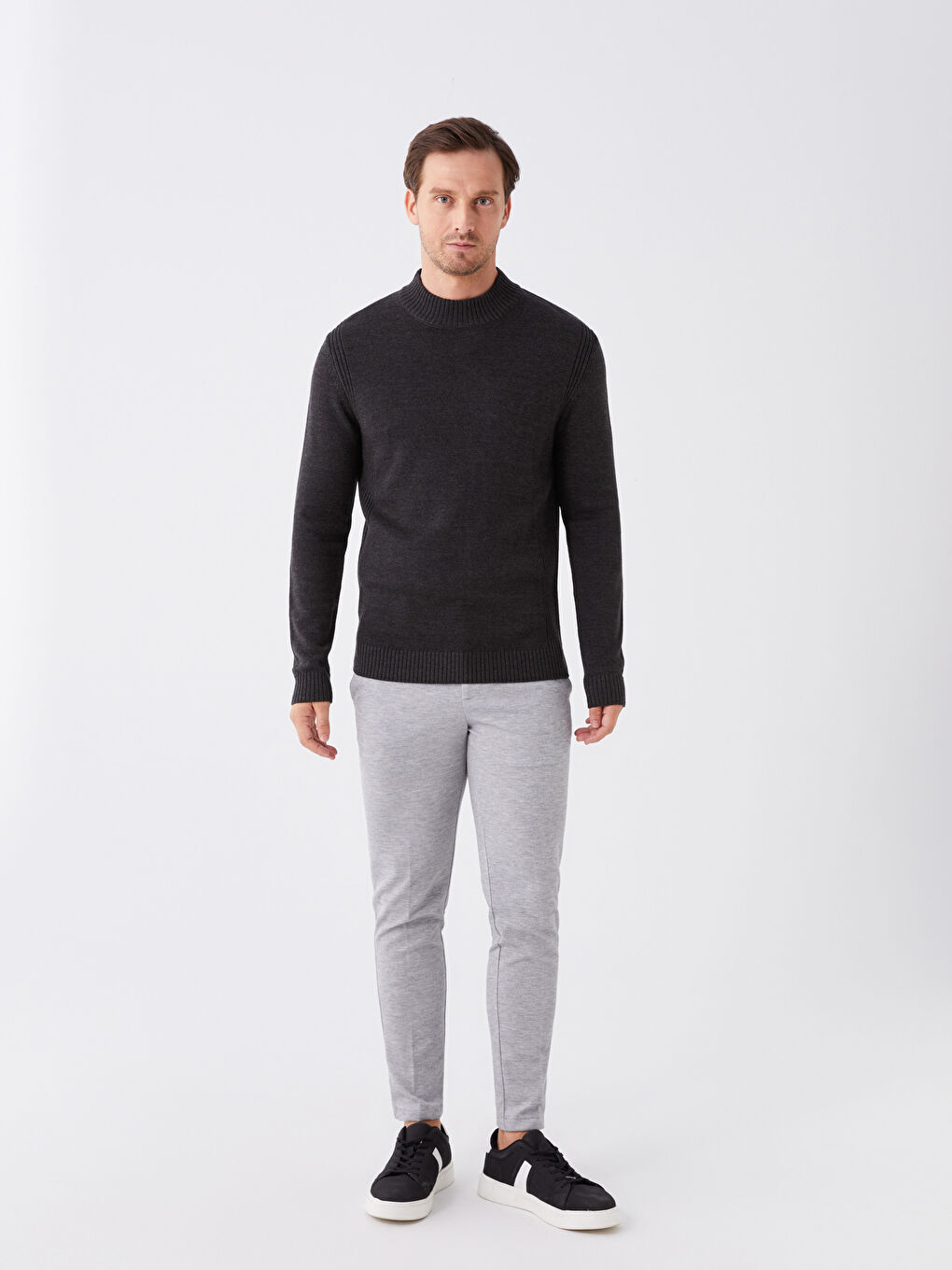Half Turtleneck Long Sleeve Men's Knitwear Sweater-2