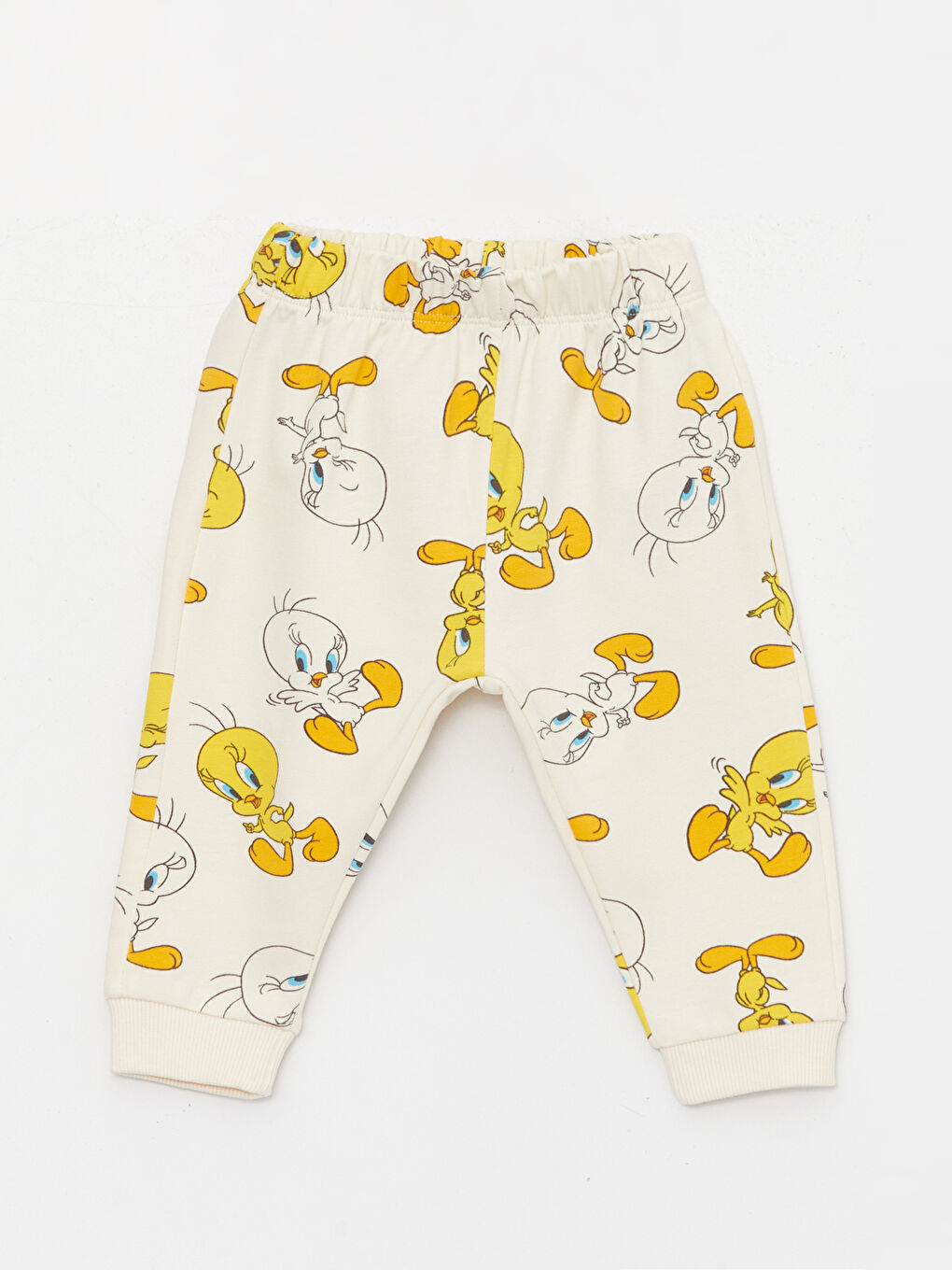 LCW baby Ekru Bisikler Yaka Kız Bebek Tweety Baskılı Sweatshirt ve Tayt Pantolon 2'li - 3