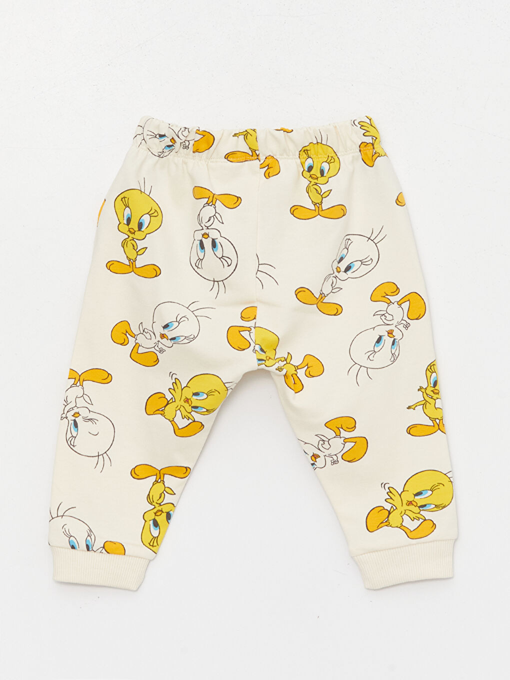 LCW baby Ekru Bisikler Yaka Kız Bebek Tweety Baskılı Sweatshirt ve Tayt Pantolon 2'li - 4