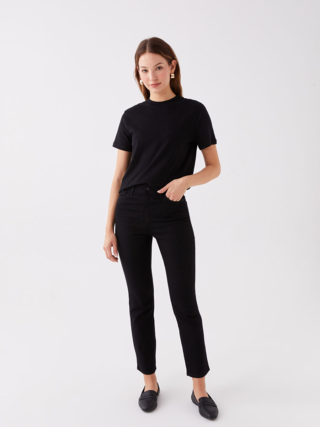 Әйелдерге арналған тар пішімді джинс шалбар