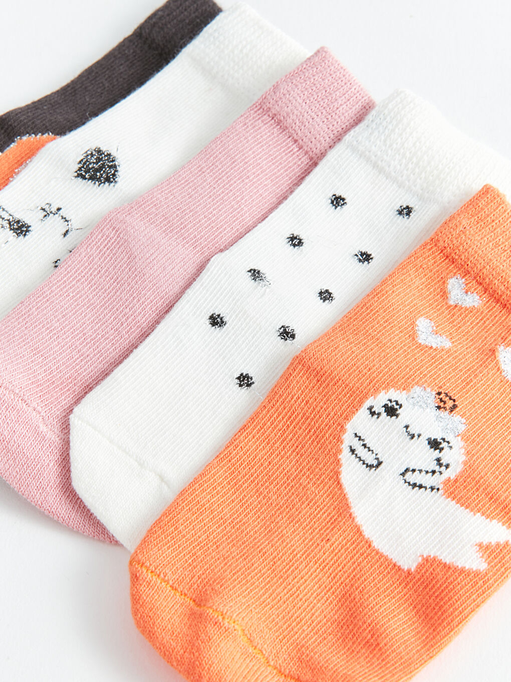Turuncu Desenli Kız Bebek Soket Çorap 5'li-3