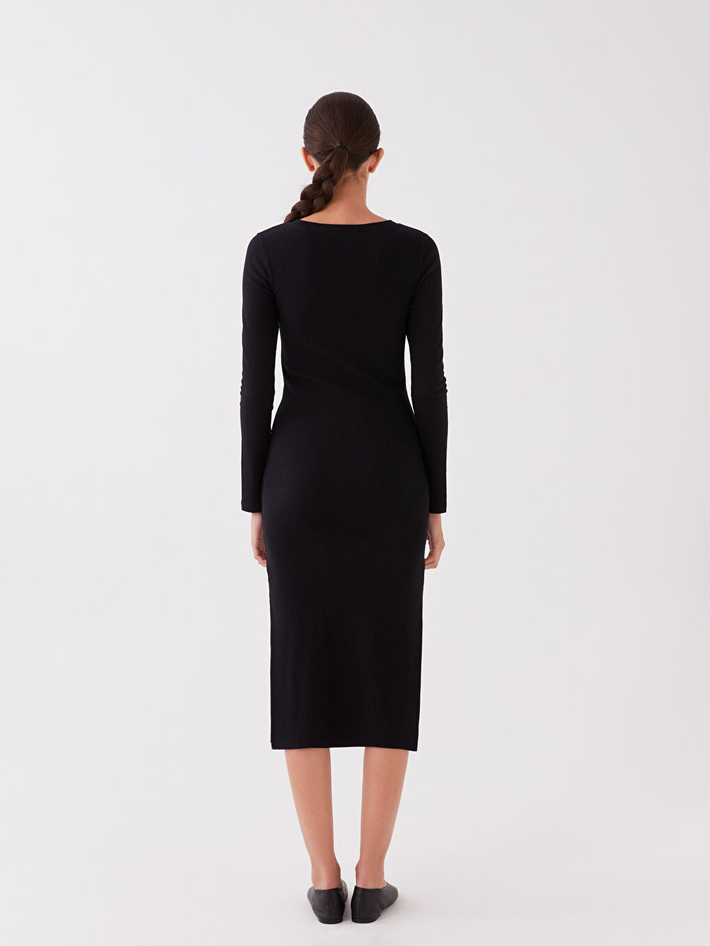 LCW Vision Crew Neck Plain Long Sleeve Women's Bodycon Dress -W39666Z8-CVL