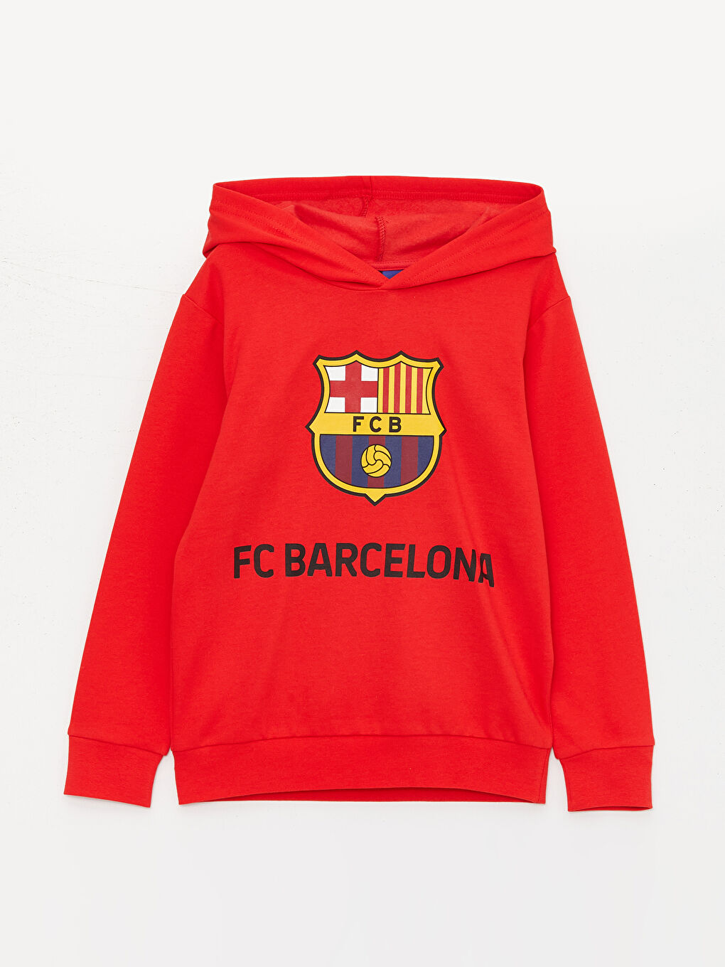 LCW Kids Kırmızı Barcelona Baskılı Erkek Çocuk Hoodie