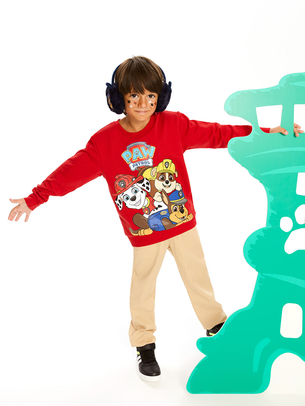 LCW Kids Kırmızı Bisiklet Yaka Paw Patrol Baskılı Uzun Kollu Erkek Çocuk Sweatshirt - 2