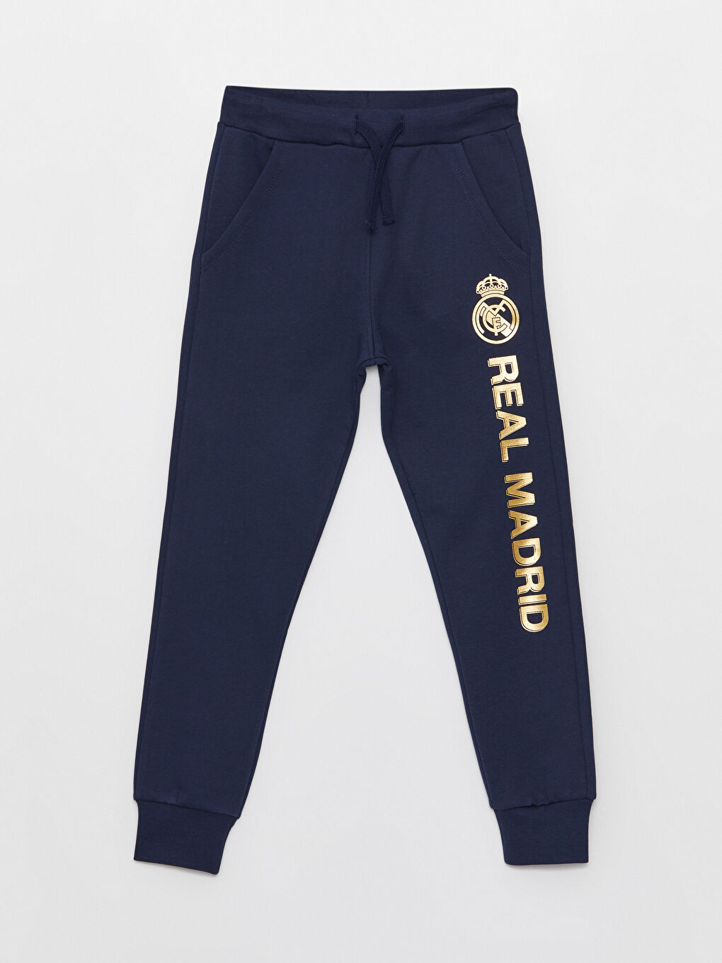 Lacivert Beli Lastikli Real Madrid Baskılı Erkek Çocuk Jogger Eşofman Altı