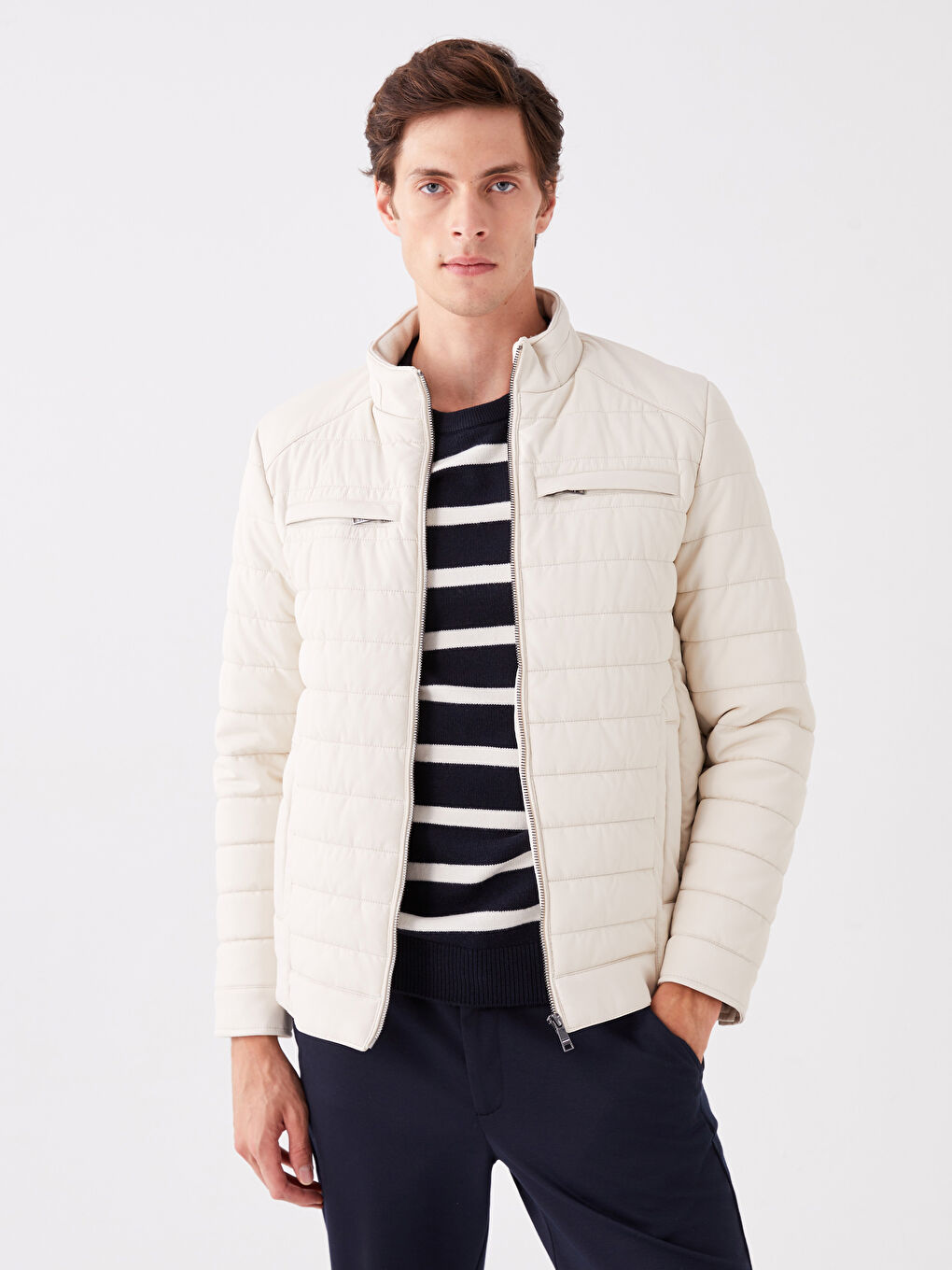 Standard Fit Funnel Neck Men's Puffer Coat-1