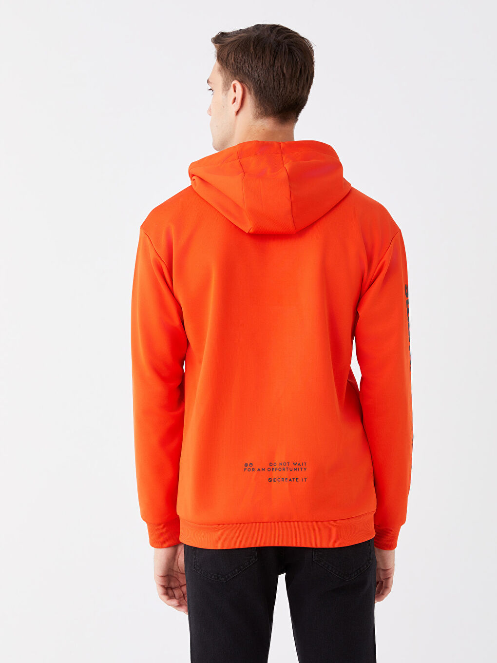 LCW Casual Canlı Turuncu Uzun Kollu Baskılı Erkek Hoodie - 4